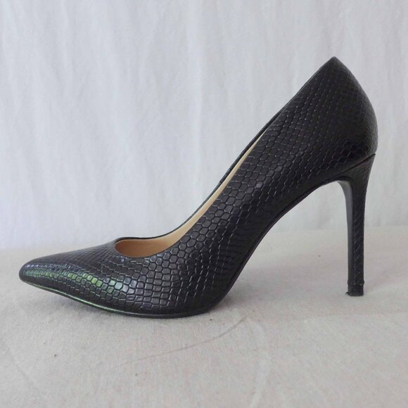 Zara Women 37 Black Faux Python Stiletto Heels - Picture 3 of 12